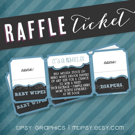 Raffle Ticket . 2 chances to win. Printable file. Made to Match any Tipsy Graphics Design. 3 part Diaper Raffle. Bring a Book. Donation Il_570xn