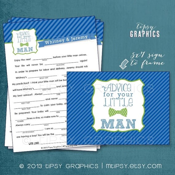 Little Man. Baby Shower Madlib Advice Cards. Printable Cards. By Tipsy Graphics. Madlib. AdLib. Baby Wishes. Baby Statistics. Il_570xn