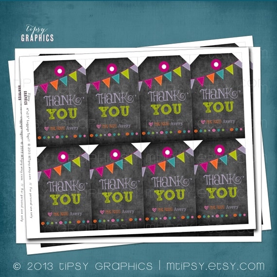 Colorful Chalkboard Luggage Tags. Birthday Party Favor Tags by Tipsy Graphics. Il_570xn