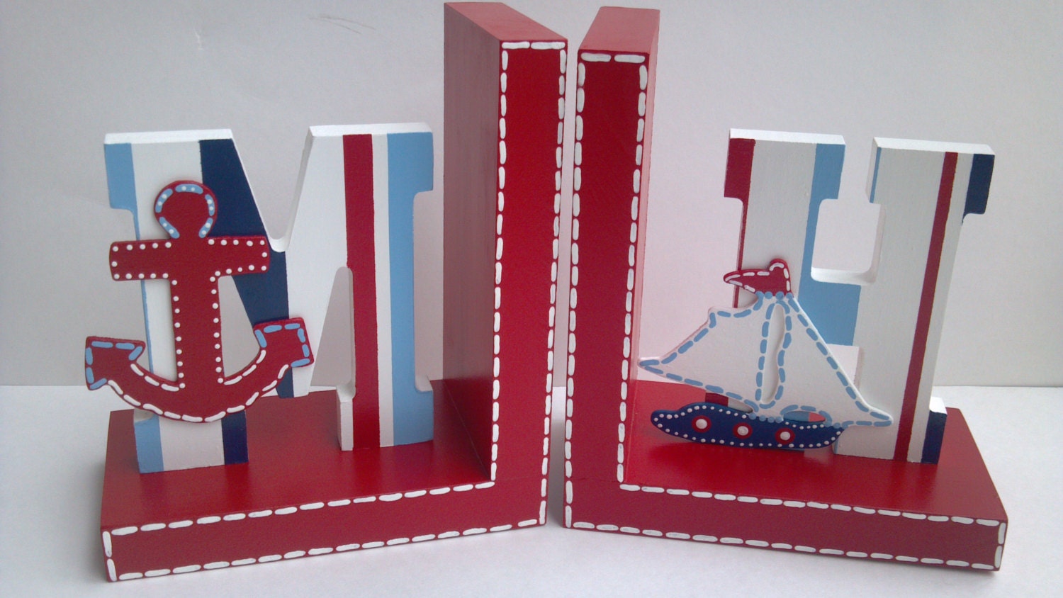 Nautical Bookends - Sailboat Bookends - Nautical Childrens room decor