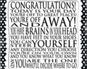 Oh The Places You'll Go -  Dr. Seuss Print Contemporary Art Block 6x6 - Word Art Prints Dots