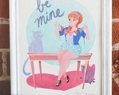 Illustration Print - Retro Cat Valentine