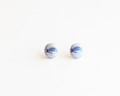 Under the Sea - upcycled vintage mens necktie - Repurposed Covered Button Earrings - repurpose jewelry - fish earrings - fishing
