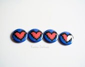 8 Bit Pixel Heart Meter Button- Choose your Heart