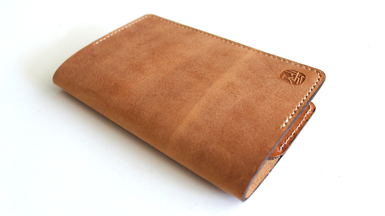 Hand-Stitched Leather  Moleskine Cahiers or Field Note Cover in CAMEL (Pocket Size)