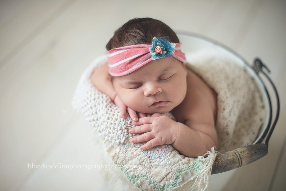 Pink and Teal stretch Headband