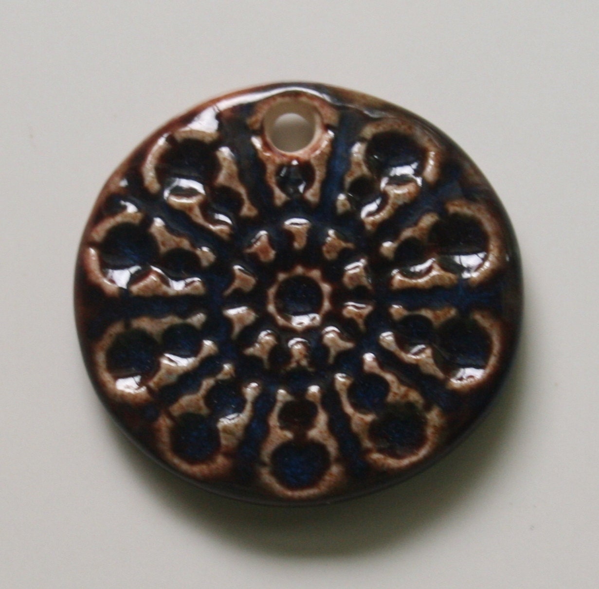 Handmade Ceramic Porcelain Floral Pendant 1551813
