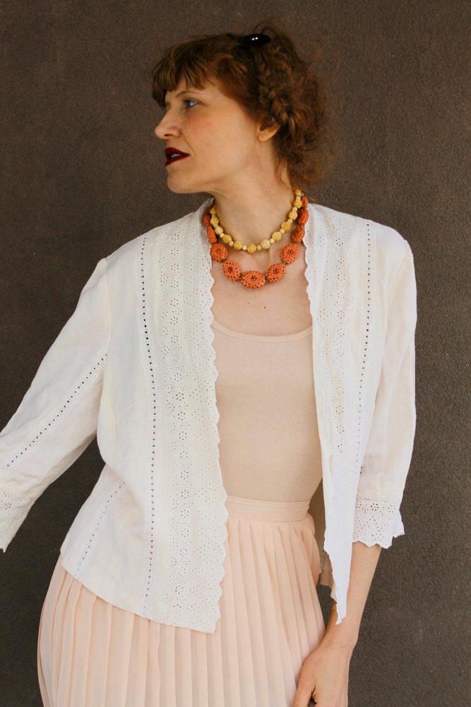 Vintage Cream Eyelet Jacket