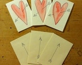 3pk Mini Handmade Valentine's Day Cards - Arrow and Heart