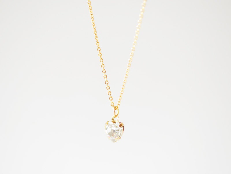 Petit Crystal Heart Necklace - Sweet Elegant Dainty Jewelry Gift for her