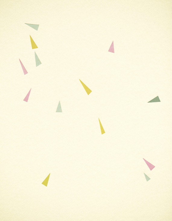 Paper Planes - Geometric art, minimalist, abstract decor, pastel art print, pink, yellow, blue 8x10" Giclee print