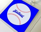 Square Plastic Bag Tag - BASEBALL