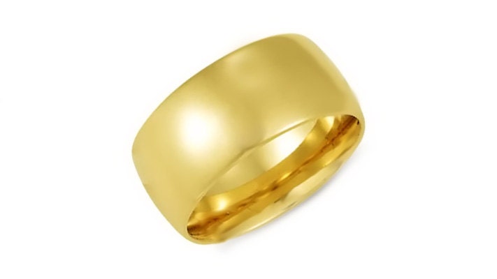 14kt Yellow Gold Wedding Band 10mm Half Dome High Polish Design Custom Made Size 4 5 6 7 8 9