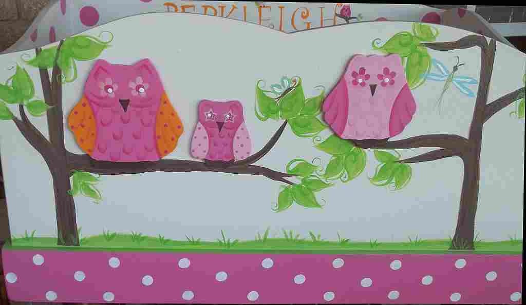 OWLS Toy Chest Painted  Toy Box OWLS  StorAGE box Bench
