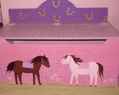 TOYBOX TOYCHEST Ponies Horses  Wooden Storage Bench Storage Box Custom