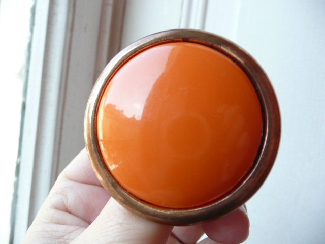 Carola giant statement cocktail ring - orange and coppertone large domed disc - eco friendly repurposed vintage