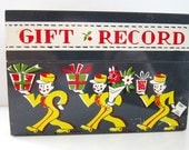 Vintage 1950's Stylecraft Metal Gift Record Box with Poddle and Bell Hop Graphics