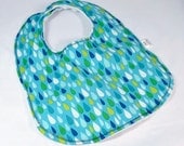 Bib in Modern Raindrops Fabric and White Minky