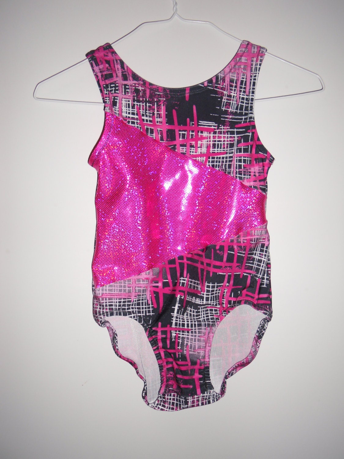 Hot pink and black girls leotard