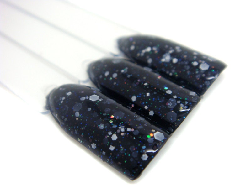 Nail polish - "Insomnia" white, silver holo and iridescent glitter in a black jelly base - LAST BOTTLES