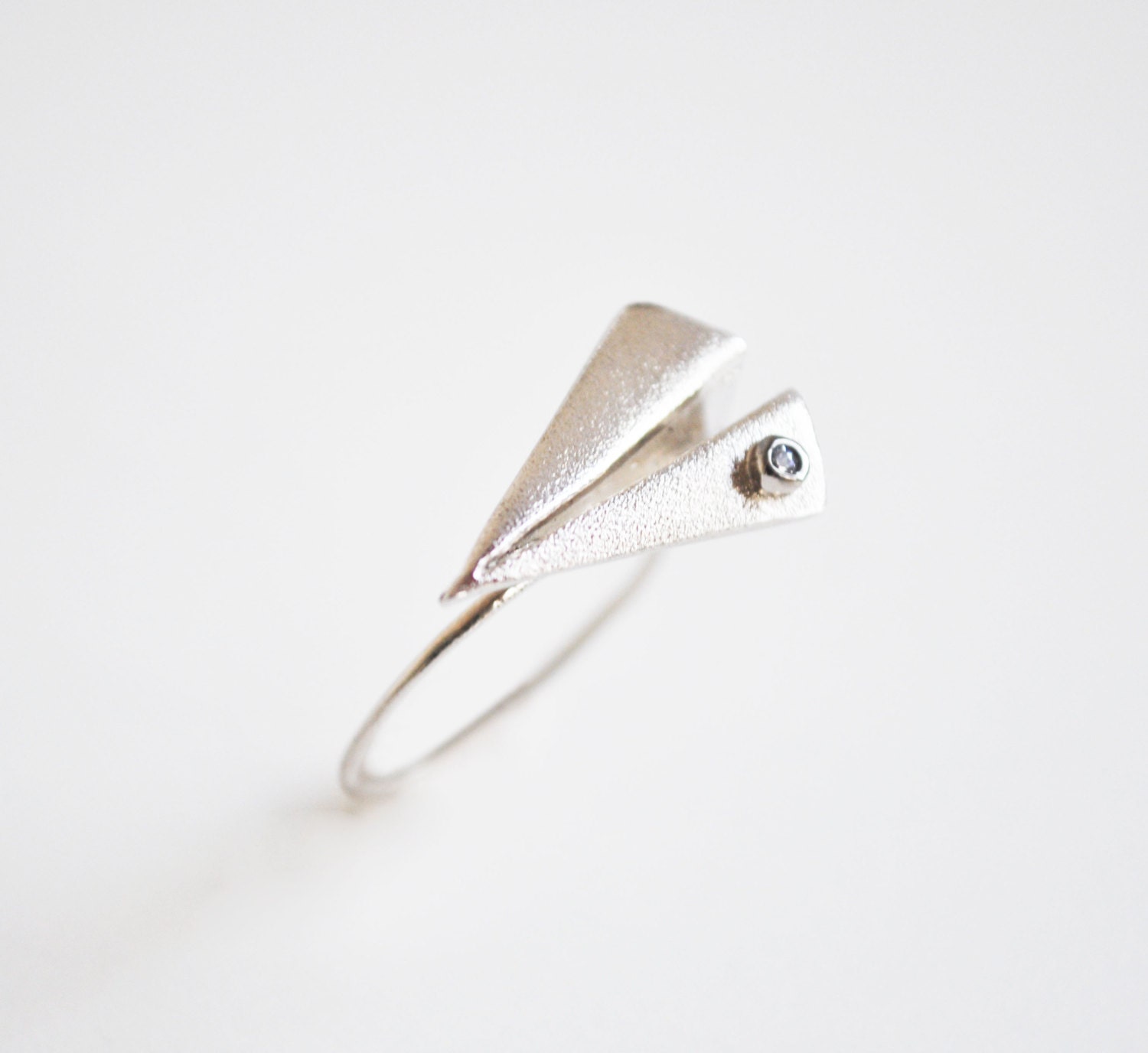origami airplane ring- sterling silver - free shipping
