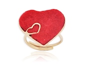 felt and bronze heart ring- free shipping