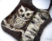 One of kind Felt Wool Tote bag OWL,  handmade,Best Gift for her..Use Four SEASON Ready to Ship