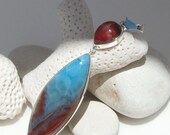 Larimar and Mookaite pendant, Lady of the Sharks - wild volcanic red and blue AAA Larimar and Mookaite gemstones