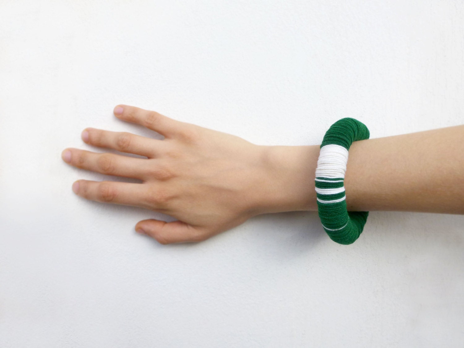 green and white minimal geometric bold chunky bracelet - contemporary jewelry