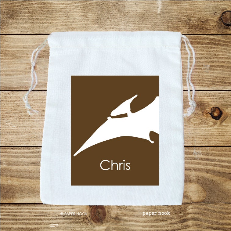 Dinosaur Silhouette Personalized Cotton Favor Bag