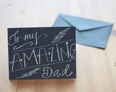 Father's Day Card Hand Written Custom Greeting Card with Hand Lettering Calligraphy