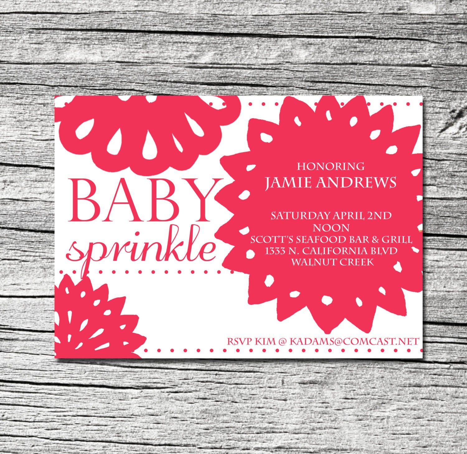 Pack of 25 Pink Flower Invitations with envelopes