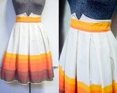 Vintage Gradient Stripe Pleated Skirt High Waist