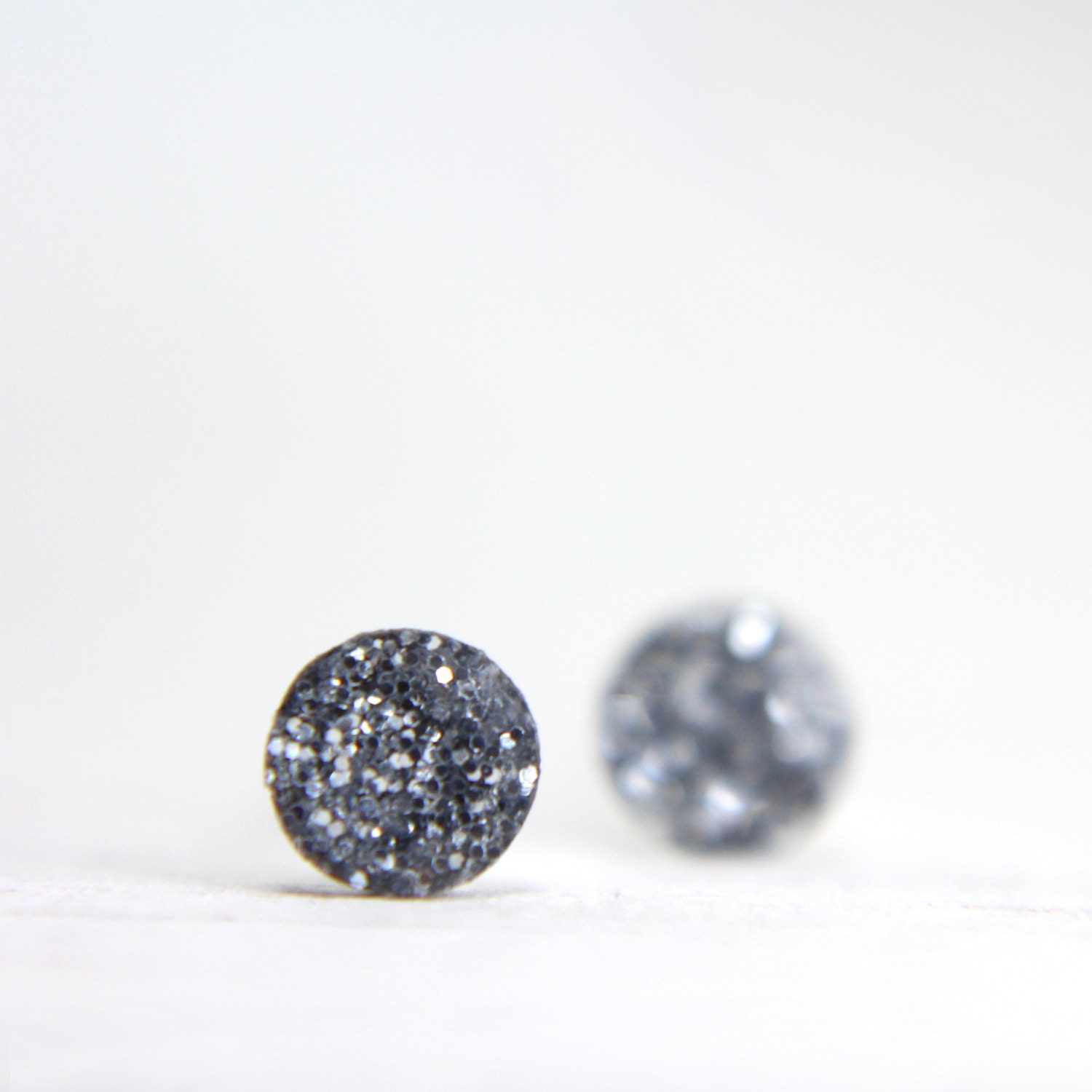 super tiny circle post earrings in sparkly silver - small dot stud earrings