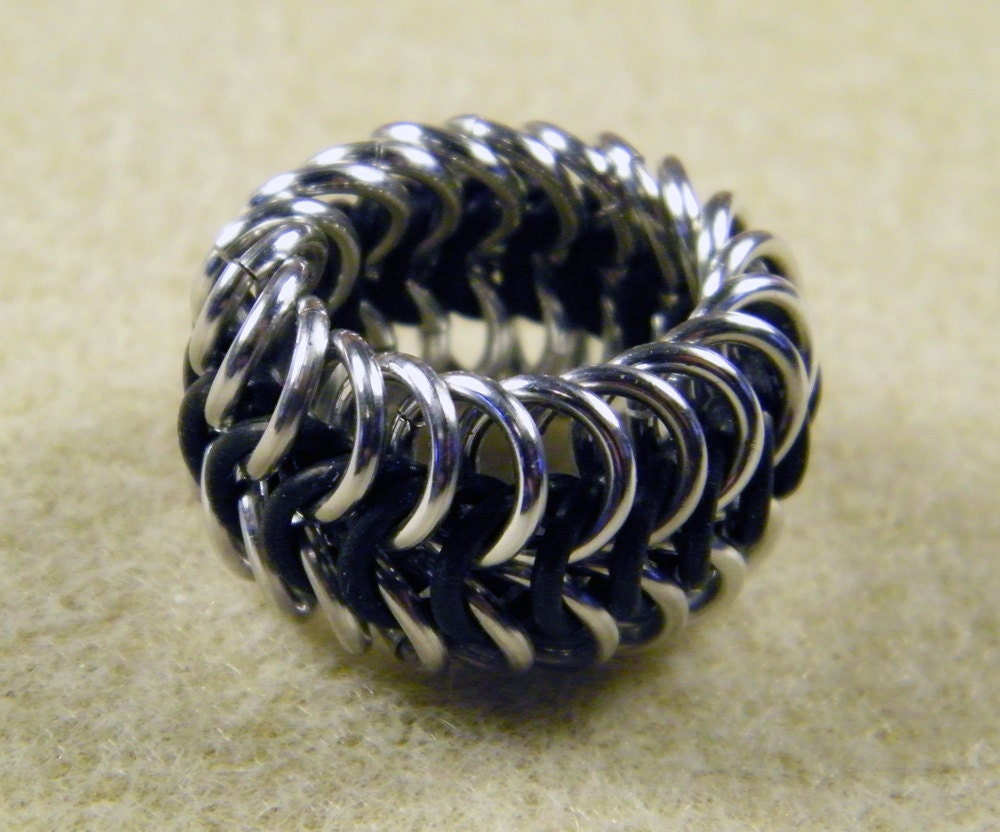 Stretchy Silver European Chainmaille Ring