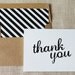 Black and white thank you card with lined kraft brown envelope - A2 folded