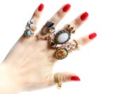 Huge Vintage Ring Lot -  14 Gold & Silver Tone, Sterling Silver, Rhinestones, Mother of Pearl, Turquoise... Jewelry / Wholesale Collection