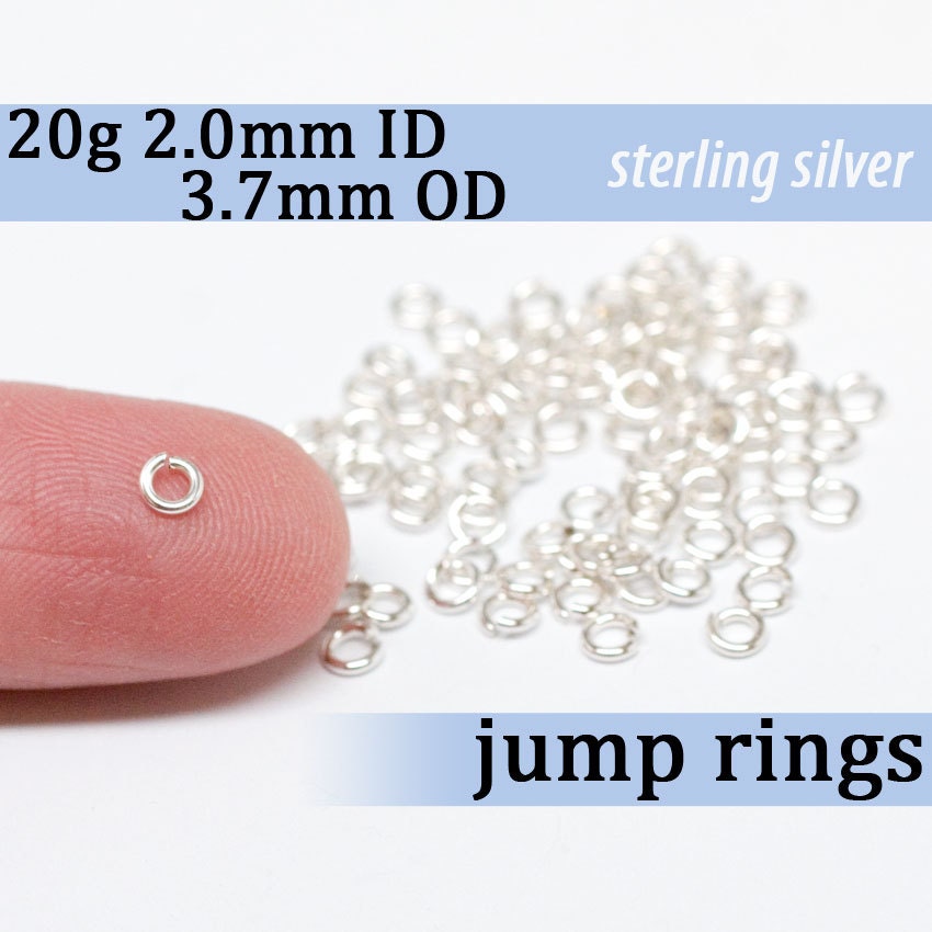 164 pcs 20g 2.0mm ID 3.7mm OD 1/4 troy oz sterling silver 925 open jump rings 20g2.00 jumprings jewelry findings supplies links