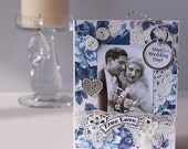 Handmade romantic vintage inspired wedding card, shabby chic card for bride and groom, paper goods mixed media bridal shower or wedding gift