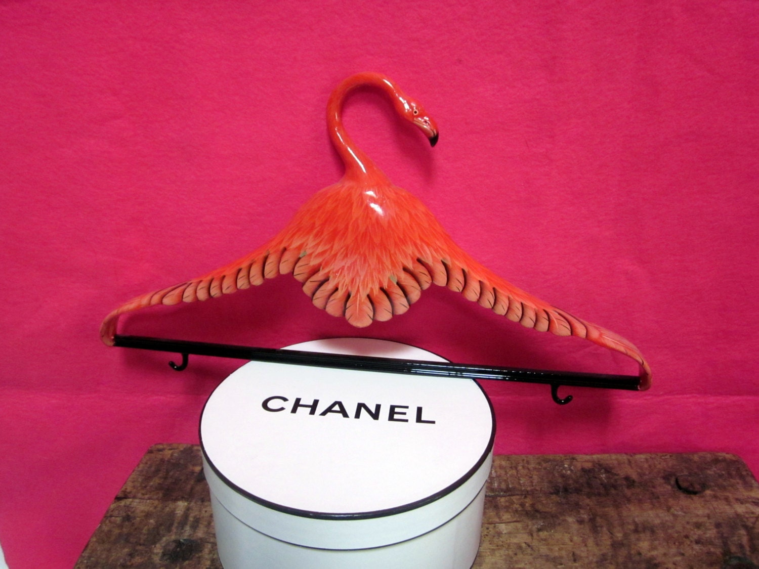 pink FLAMINGO coat dress HANGER hook wall decor tiki tropical Florida FREE shipping