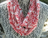 Red Damask - Infinity Scarf