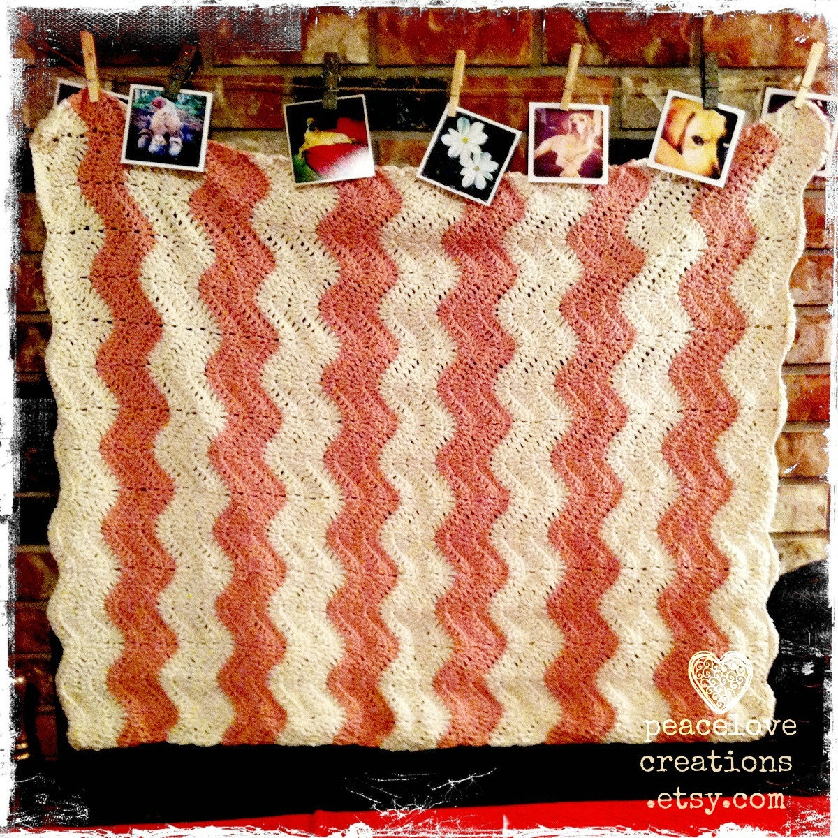 100% Cotton Yarn Crochet Chevron/Ripple Baby Blanket