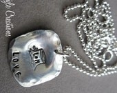 Hand Stamped Small tree stamped Initial necklace