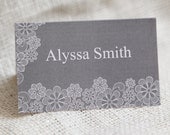 Wedding Custom Customize Lace Floral Place Cards Simple Elegant Names Guest