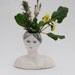 Ceramic lady bud vase in black, white and turqouise
