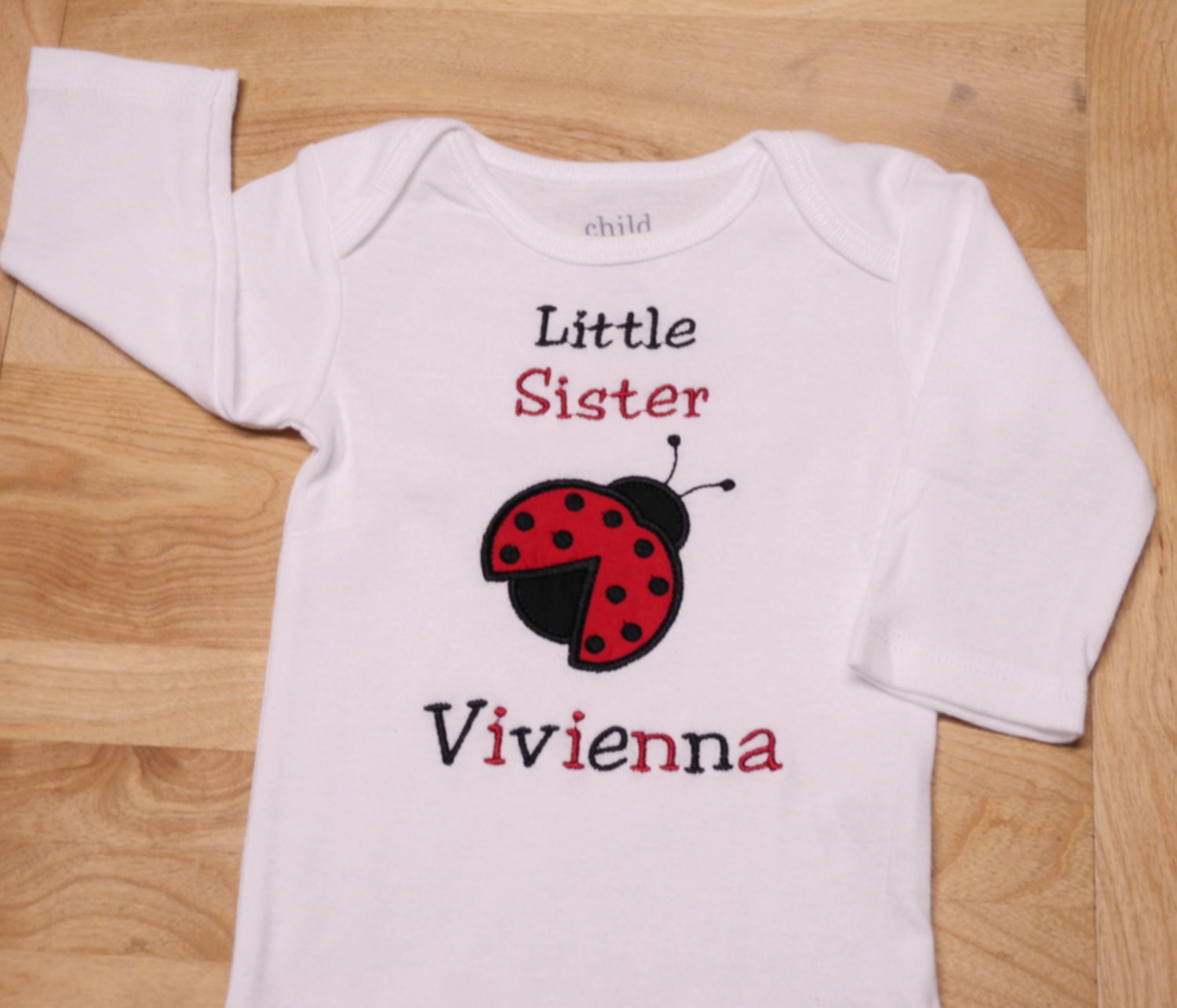 Personalized Lady Bug Little Sister Shirt