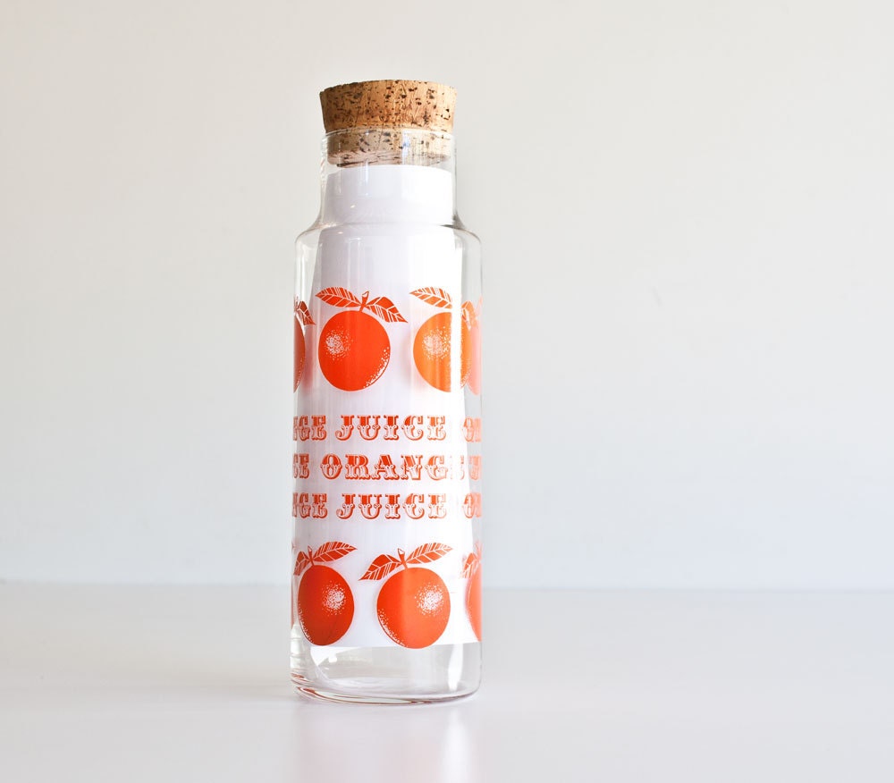 Vintage Typography Glass & Cork Jar