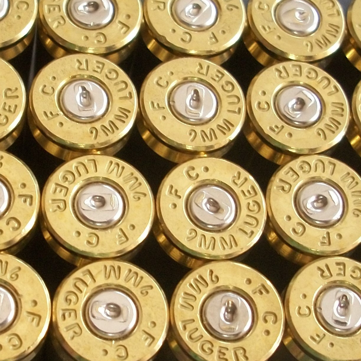 9mm Bullet Shells, Luger, Cleaned, Polished, Set of 10