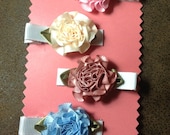 Set of Four Ribbon Flower Hair Clips