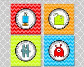 Lil' Monster Birthday Bash - Printable Party Circles-Favor/Thank You Tags